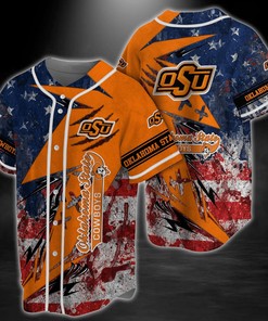 Oklahoma State Cowboys NCAA Baseball Jersey Shirt US Flag