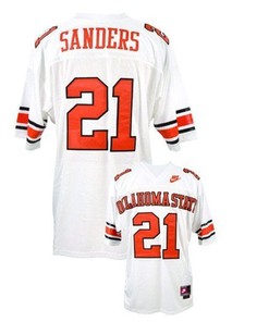 Oklahoma State Cowboys and Cowgirls #21 Barry Sanders White Football Jersey