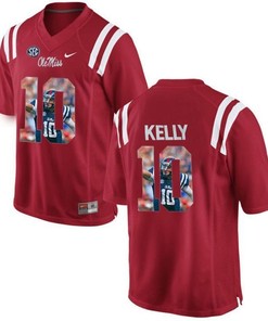 Ole Miss Rebels Chad Kelly Red Printing Player Portrait Football Jersey