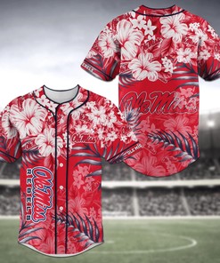 Ole Miss Rebels NCAA Baseball Jersey Shirt Flower