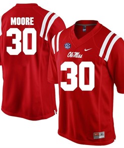 Ole Miss Rebels Red A.J. Moore Player Football Jersey