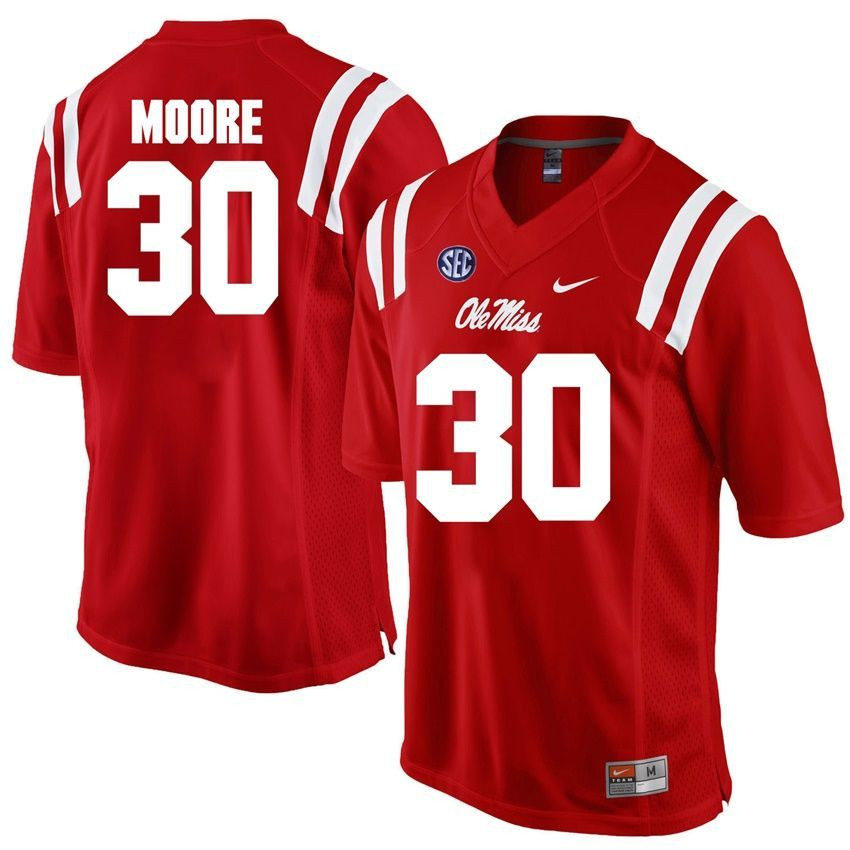 Ole Miss Rebels Red A.J. Moore Player Football Jersey