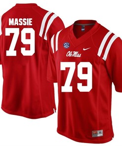 Ole Miss Rebels Red Bobby Massie Player Football Jersey