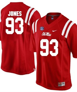 Ole Miss Rebels Red D.J. Jones Player Football Jersey