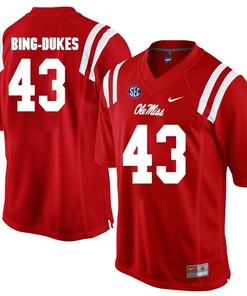 Ole Miss Rebels Red Detric Bing-Dukes Player Football Jersey