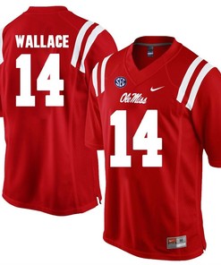 Ole Miss Rebels Red Mike Wallace Player Football Jersey