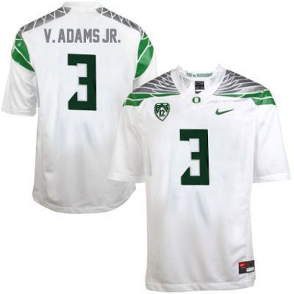 Oregon Ducks #3 Vernon Adams White Football Jersey