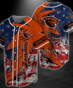 Oregon State Beavers NCAA Baseball Jersey Shirt US Flag