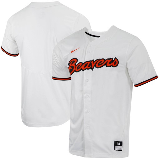 Oregon State Beavers Replica Full-button Baseball Jersey - White Ncaa