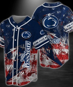 Penn State Nittany Lions NCAA Baseball Jersey Shirt US Flag