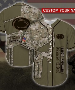 Penn State Nittany Lions NCAA Personalized Custom Name Baseball Jersey Shirt Camo
