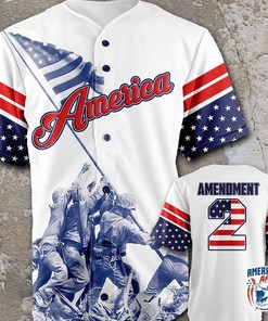 Personalized Name American Veteran Flag White Baseball Jersey