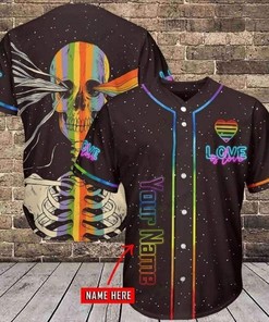Personalized Skull Love Is Love Support Lgbt 3d Baseball Jersey dh