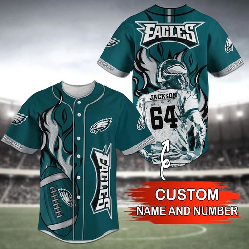 Philadelphia Eagles Custom Name Baseball Jersey Shirt
