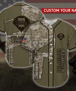 Philadelphia Phillies MLB Personalized Custom Name Baseball Jersey Shirt Camo