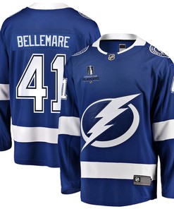 Pierre-Edouard Bellemare 41 Tampa Bay Lightning Stanley Cup 2023 Playoffs Patch Home Breakaway Men Jersey - Blue