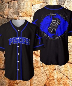 Pisces Zodiac Blue Black Personalized 3d Baseball Jersey