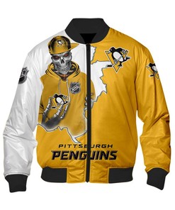 Pittsburgh Penguins Varsity Jacket Skull