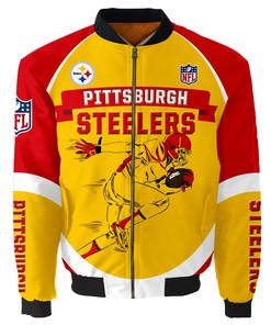 Pittsburgh Steelers Bomber Jacket Graphic Player Running