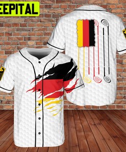 Playing Golf Germany Flag and Logo 3D Custom Name BaseBall Jersey S# 1