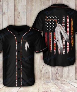 Proud Native American Flag Indian Feather Tribal Personalized 3d Baseball Jersey vi