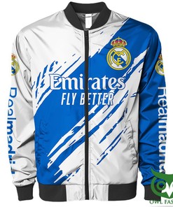 Real Madrid Hawaiian Style Blue White Bomber Jacket