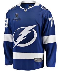 Ross Colton 79 Tampa Bay Lightning Stanley Cup 2023 Playoffs Patch Home Breakaway Men Jersey - Blue