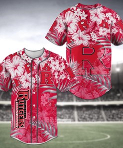 Rutgers Scarlet Knights NCAA Baseball Jersey Shirt Flower