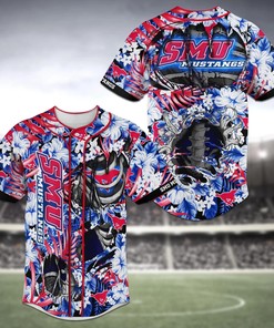 SMU Mustangs NCAA Baseball Jersey Shirt Skeleton