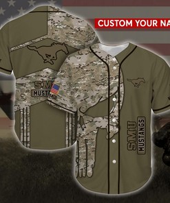 SMU Mustangs Personalized Baseball Jersey Shirt Camo