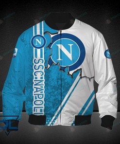SSC Napoli White Blue Scratch Bomber Jacket