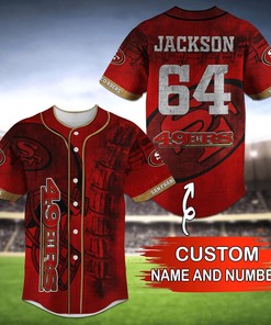 San Francisco 49ers NFL Baseball Jersey Shirt with Personalized Name