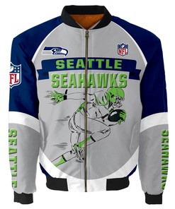 Seattle Seahawks Bomber Jacket Graphic Player Running