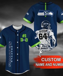 Seattle Seahawks NFL Fan Baseball Jersey Shirt with Custom Name