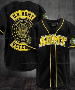 Simple Black Yellow Us Army Personalized 3d Baseball Jersey