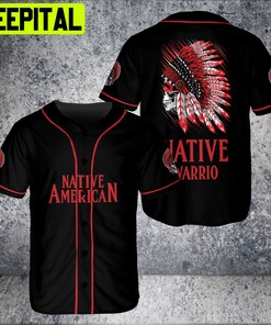 Skull Native American Red Warrior Patriots' Day Baseball Jersey