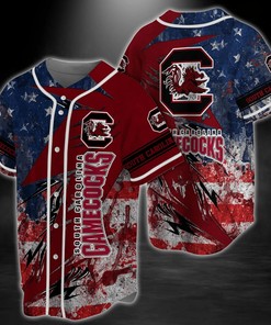 South Carolina Gamecocks NCAA Baseball Jersey Shirt US Flag