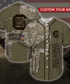 South Carolina Gamecocks NCAA Personalized Custom Name Baseball Jersey Shirt Camo