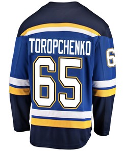 St. Louis Blues Alexei Toropchenko 65 Home 2022 Stanley Cup Playoffs Breakaway Men Jersey - Royal