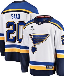 St. Louis Blues Brandon Saad 20 Away 2022 Stanley Cup Playoffs Breakaway Men Jersey - White