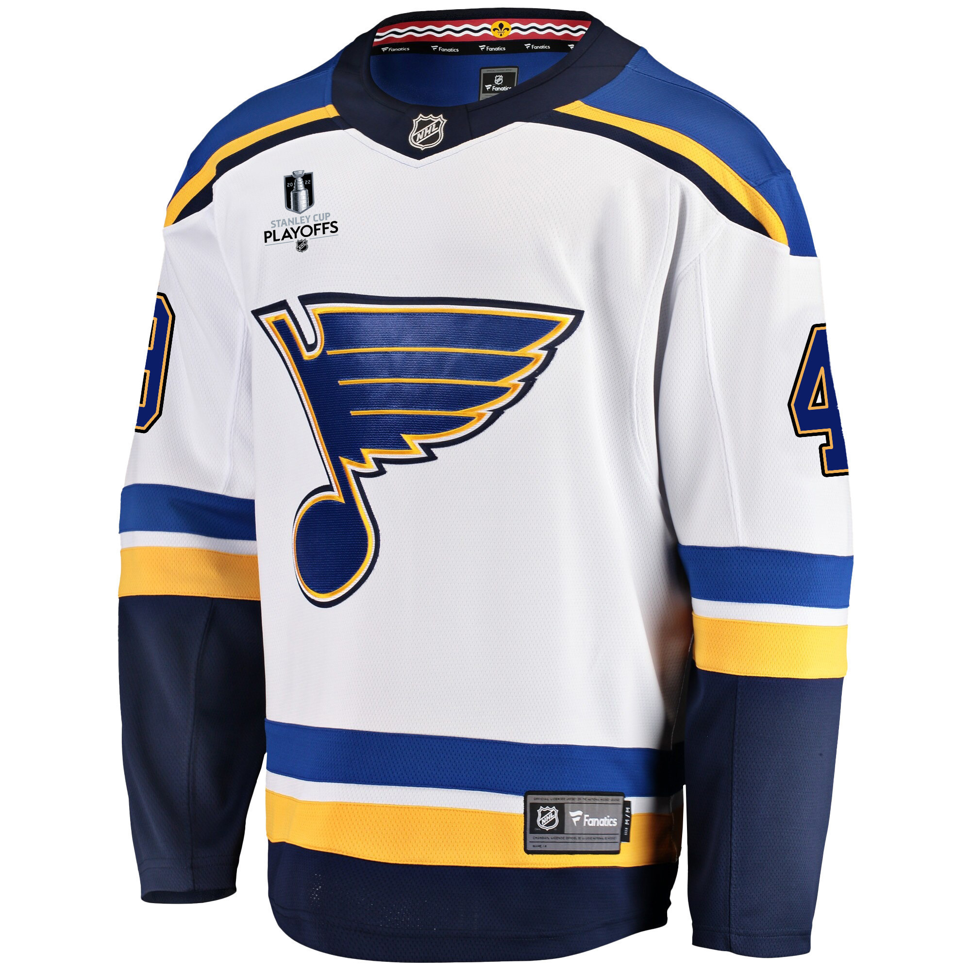 St. Louis Blues Ivan Barbashev 49 Away 2022 Stanley Cup Playoffs Breakaway Men Jersey - White