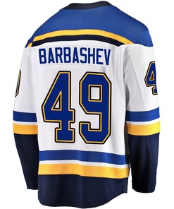 St. Louis Blues Ivan Barbashev 49 Away 2022 Stanley Cup Playoffs Breakaway Men Jersey - White