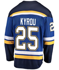 St. Louis Blues Jordan Kyrou 25 Home 2022 Stanley Cup Playoffs Breakaway Men Jersey - Royal