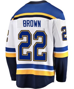 St. Louis Blues Logan Brown 22 Away 2022 Stanley Cup Playoffs Breakaway Men Jersey - White