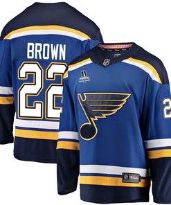 St. Louis Blues Logan Brown 22 Home 2022 Stanley Cup Playoffs Breakaway Men Jersey - Royal