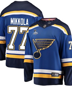 St. Louis Blues Niko Mikkola 77 Home 2022 Stanley Cup Playoffs Breakaway Men Jersey - Royal