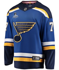 St. Louis Blues Niko Mikkola 77 Home 2022 Stanley Cup Playoffs Breakaway Men Jersey - Royal