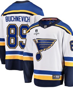 St. Louis Blues Pavel Buchnevich 89 Away 2022 Stanley Cup Playoffs Breakaway Men Jersey - White