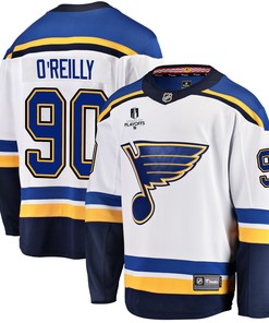 St. Louis Blues Ryan O'Reilly 90 Away 2022 Stanley Cup Playoffs Breakaway Men Jersey - White