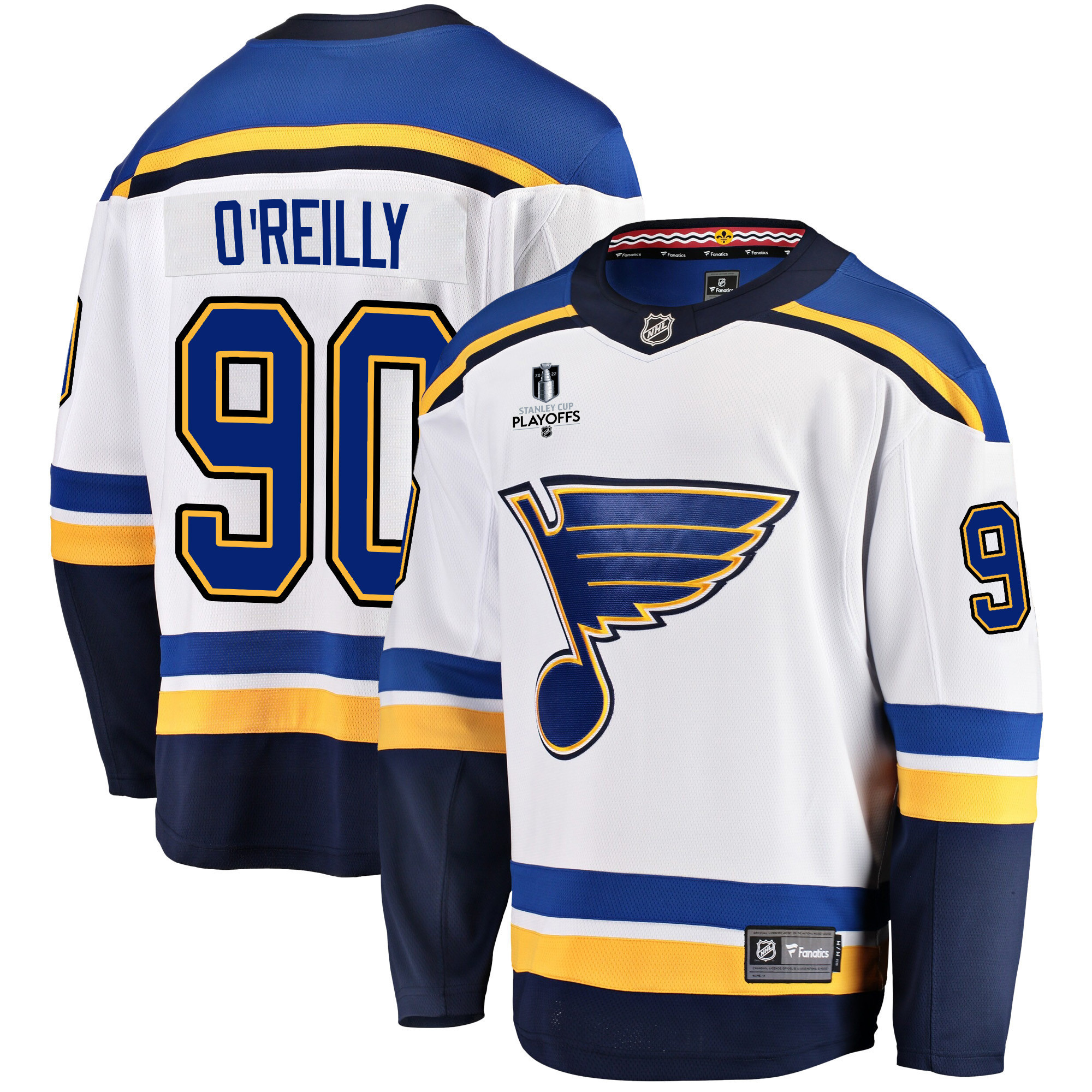 St. Louis Blues Ryan O'Reilly 90 Away 2022 Stanley Cup Playoffs Breakaway Men Jersey - White